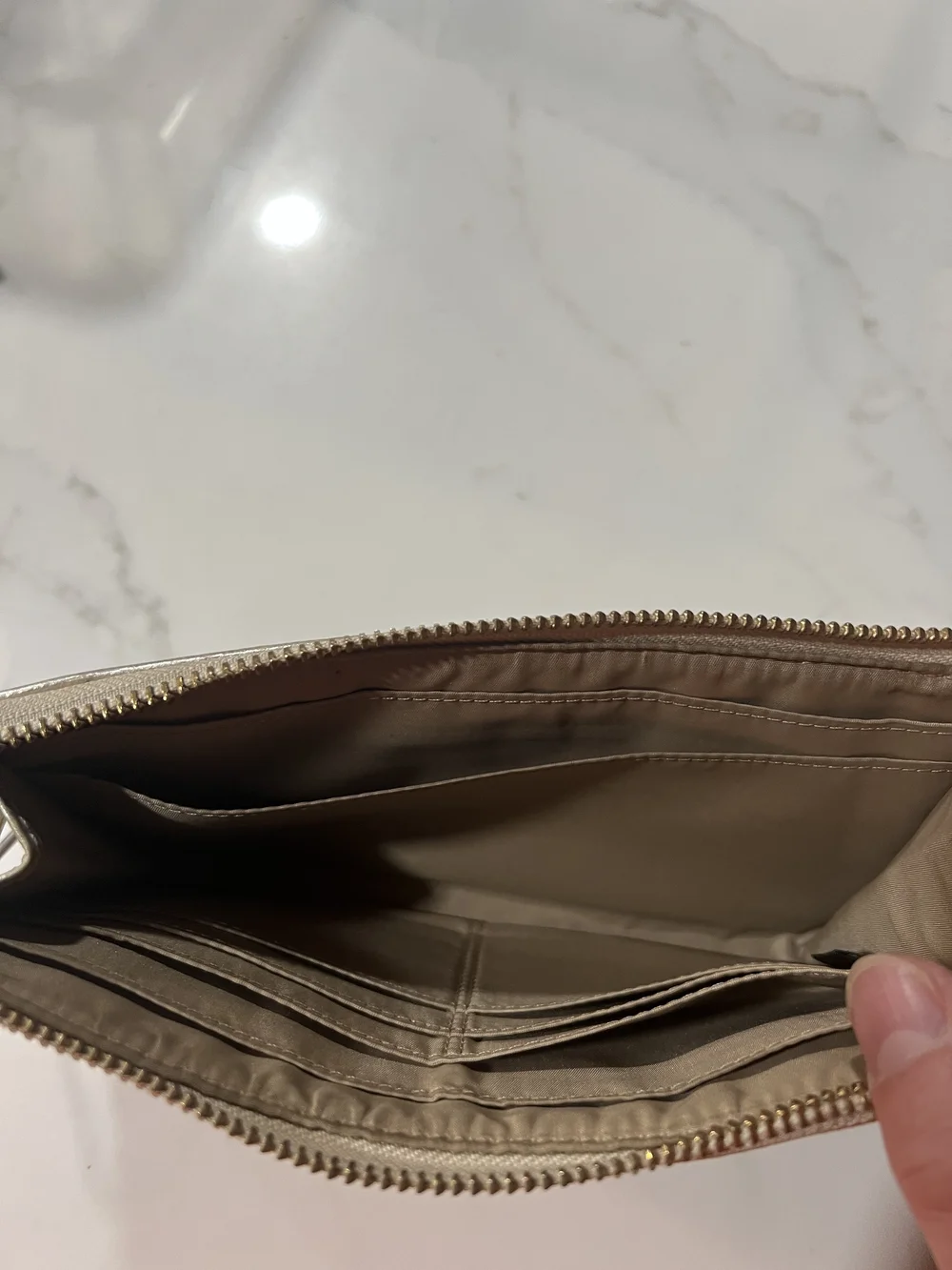 Coach Metallic Trim Signature Canvas Wristlet - Brown/Gold